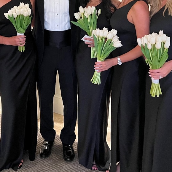 BHLDN Dylan one shoulder satin side slit gown - Picture 4 of 4